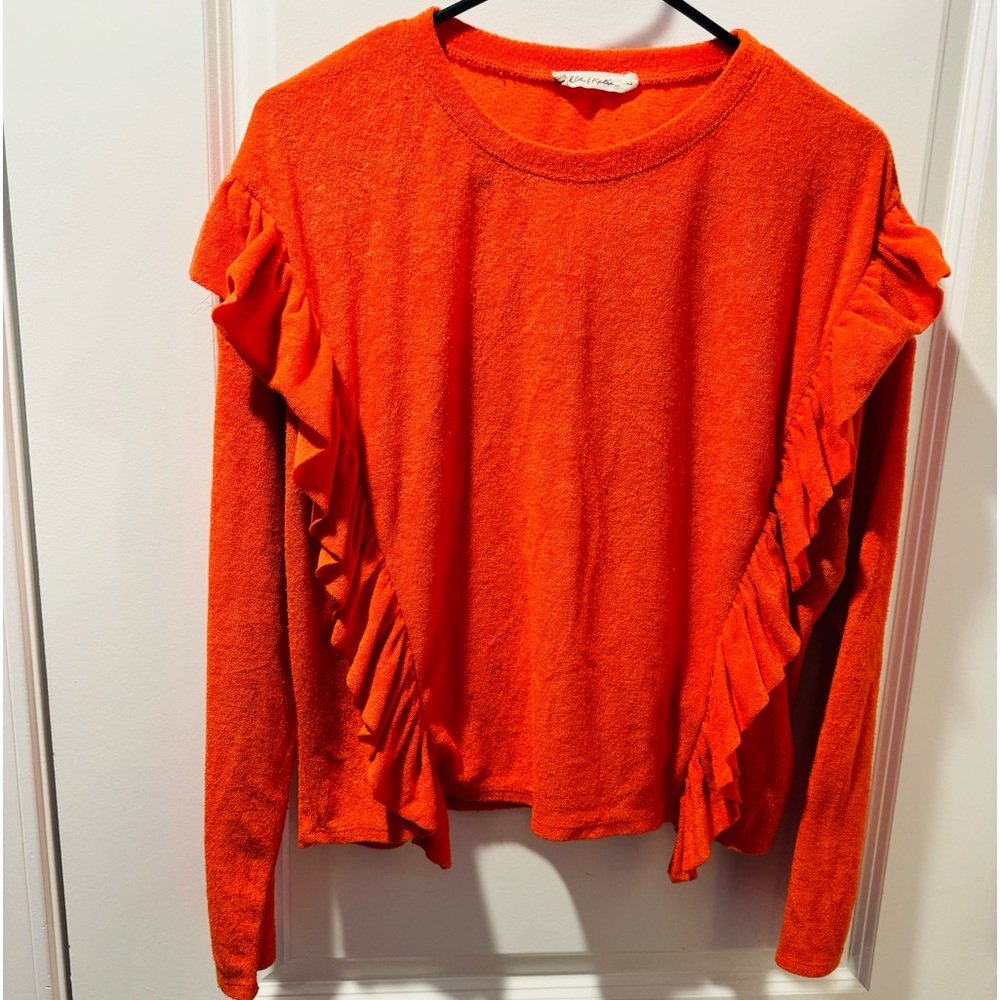 Chloe & Katie Tops  Orange Ruffle Long. Size:L